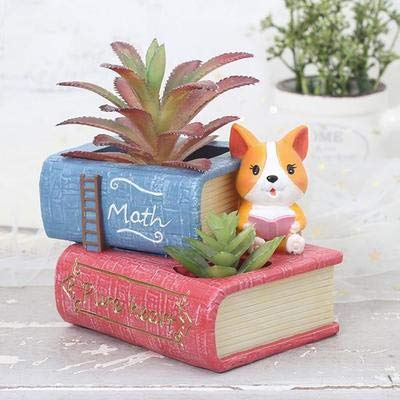 SpaceinCart Resin Corgi Dog Shape Flower Pot, Multicolour , 4.5 x 6.5 Inches,