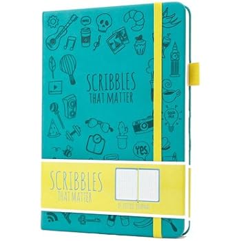 Scribbles That Matter (Iconic version) Square Grid Journal Notebook Diary A5 - Elastic Band - Beautiful Designer Cover - Premium Thick Paper (Teal)