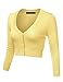 JJ Perfection Women's Solid Woven Button Down 3/4 Sleeve Cropped Cardigan