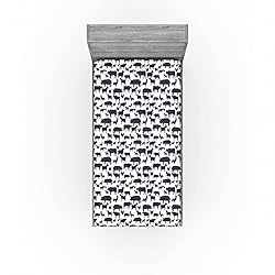 Ambesonne Cattle Fitted Sheet Set, Farm Animals