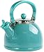 Calypso Basics by Reston Lloyd Harmonic Hum Whistling Teakettle with Glass Lid, 2.2-Quart, Turquoise
