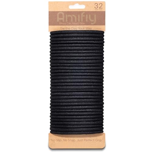 Amifiy Black Hair Ties No Damage, Organic Ponytail Holders Hair Accessories for…