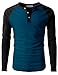 H2H Mens Casual Slim Fit Raglan Baseball Long Sleeve Henley T-Shirts PEACOCK US L /Asia XL (CMTTL077)
