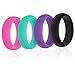 Swagmat Women’s Silicone Wedding Ring Bands – 4 Ring Pack – Black, Pink, Purple, Turquoise - 5.5 mm Width - 2 mm Thickness