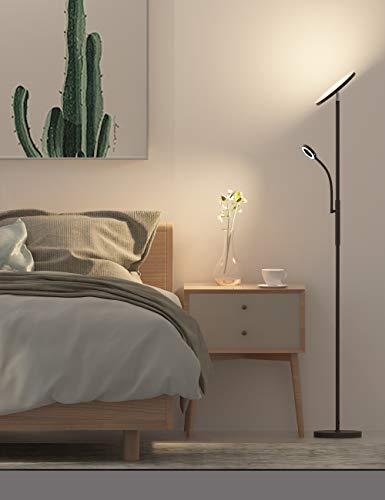 LED Floor Lamps - Standing Lamp with Flexible Gooseneck Reading Light, 2400 Lumens Full Range Dimmable with 3-Color Temperature for Living Romm, Bedroom, Office - Thumbnail 4