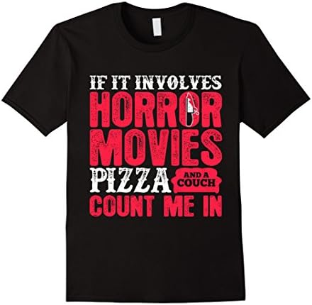Men's If It Involves Horror Movies Pizza And A Couch T-Shirt XL Black