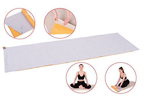 Harmony Idea Organic Yoga Towel for mat. Natural linen towels - non slip, for Hot Yoga, Bikram and Pilates. (Gray, 68" x 24")
