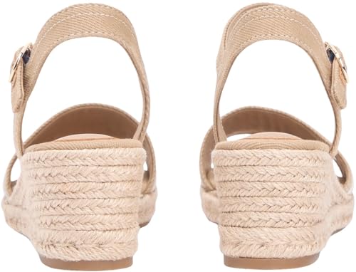 Damen Wedge Sandalen Webbing aus Canvas, Beige (Safari Canvas), 36
