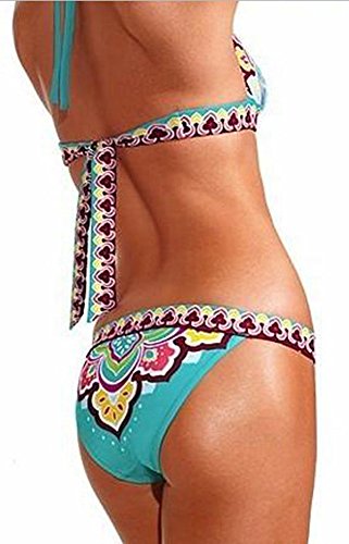 Imilan Boho Paisley Bikini Set Sexy Women Beachwear Swimsuit (FBA) (US Size 8-10 (XL), Blue) - Thumbnail 2