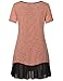 Timeson Women's Short Sleeve Pleated Chiffon Hem Loose T-Shirt Tunic Top (XXX-Large, Orange)