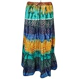 Mogul Interior Women's Tie Dye Cotton Gypsy Long Flared Maxi Skirt S/M