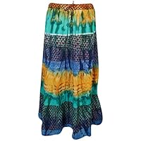 Mogul Interior Women's Tie Dye Cotton Gypsy Long Flared Maxi Skirt S/M