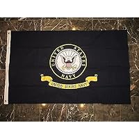 usep 3x5 Embroidered Sewn Double Sided U.S. Navy Emblem Cotton Flag 3