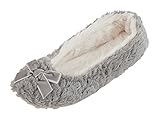 MIXIN Women's Ballerina Plush Soft Sole Indoor Slippers