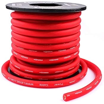 LEIGESAUDIO 8 Gauge Red OFC Power/Ground Wire,25 Feet,99.9% Oxygen-free Copper