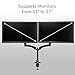 Dual Monitor Full Motion Arm Stand – Gas Spring Computer Desk Mount – VESA – Fully Adjustable Height with C-Clamp Base, Holds Two 15-27” LCD Screens – Stack Or Elevate – Cable Managementthumb 1
