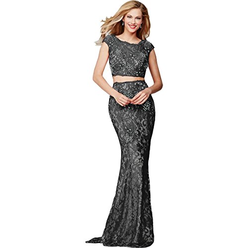 Jovani 2pc Lace Crop Top Dress Black 00 | Desertcart Bahamas
