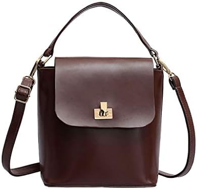 NXDA Wild retro lock bucket bag shoulder bag fashion Messenger bag mobile wallet women's backpack handbag (Coffee)
