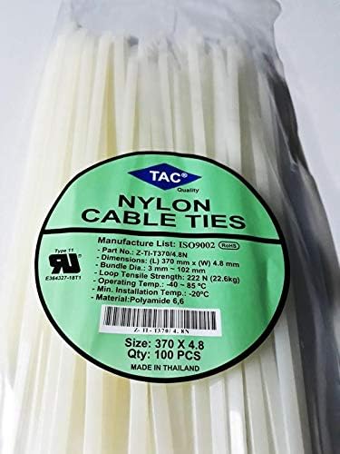 TAC Nylon Cable Tie, 370mm x 4.8mm (Length x width), White