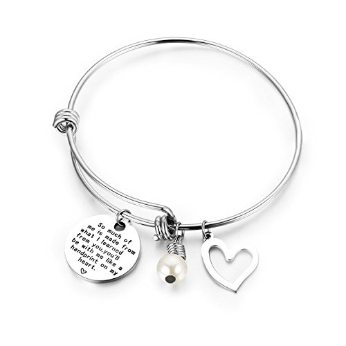 CJ&M Graduation Gift，Personalized Teacher Bangle Bracelet for Teacher, Gift from Student, Teacher Gift, Personalized Teacher Jewelry，Thank You Gifts for Teachers (Best Wishes For Teachers From Students)