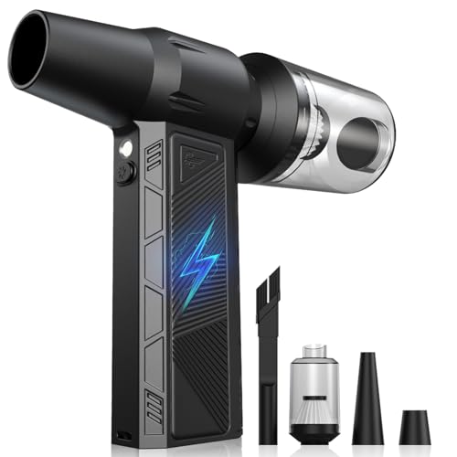 Compressed Air Duster, 150000RPM Super Power Cordless Electric Air Duster, Fast Charging Rechargeable Air Blower Vacuum Cleaner 3-Gear Adjustable for Computer, Keyboard, Car, Outdoor and Home