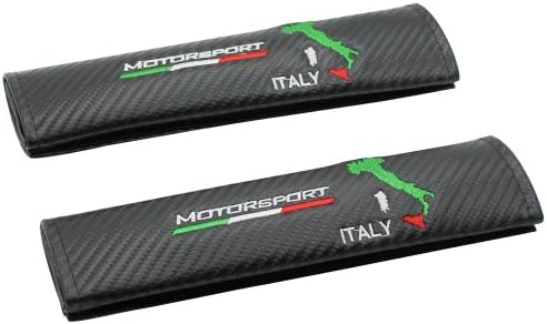 Carbon Fiber Italy Flag Map MotorSport Racing Sports Style Car Seat belt Cover Shoulder Pads 1-Pair