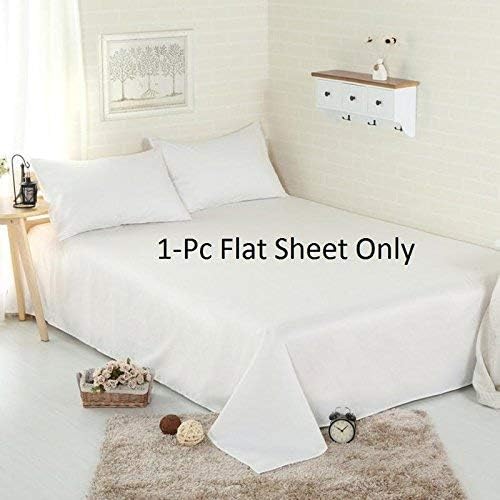 Pretty Linens -- Flat Sheet Genuine Hotel Quality 100% Egyptian Cotton 600 Thread Count 1 Piece Flat Sheet (Top Sheet) Available in Many Attractive Solid Colors (White) King Size