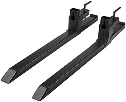 Geindus Pallet Fork 1500lbs Clamp On Pallet Forks 30 Inch Pallet Forks Clamp with Stabilizer Bar for Loader Tractor Bucket (1500lbs with Stabilizer Bar for)