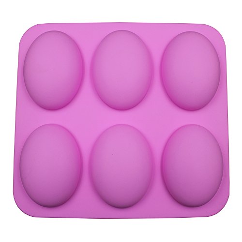 BAKER DEPOT silicone Mold For Handmade Soap 6 Cavity Goose egg Design Pink Color