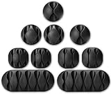 Bluegogo Cable Clips - Self-Adhesive Desk Cable Organizer, Durable Cord Management, Wire Holder, Wire Management, Black(10 Pack)