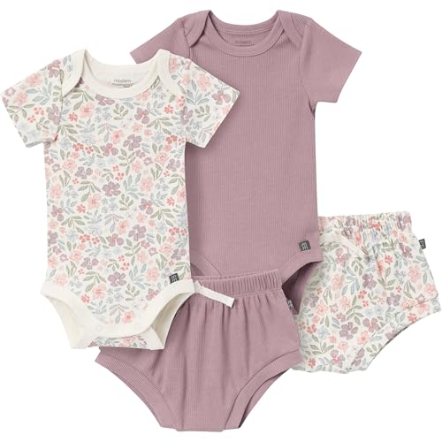 Modern Moments by Gerber Baby Girls' Short Sleeve Bodysuit and Shorts Set, Ivor…
