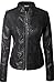 BodiLove Women's Faux Leather Biker Jacket with Stitching Detail