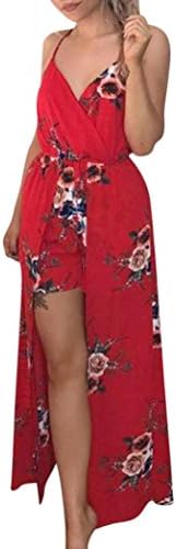 FORUU Summer Dresses for Women Boho Strapless Jumpsuit Printing Beach Rompers