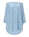 ZANZEA Women's Plus Size Off shoulder 3/4 Sleeve Loose Long Tops Blouse Shirt Azure US 14/ASIAN L