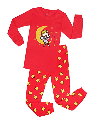 Elowel Girls Pink Moon 2 Piece Pajama Set 100% Cotton Size 2