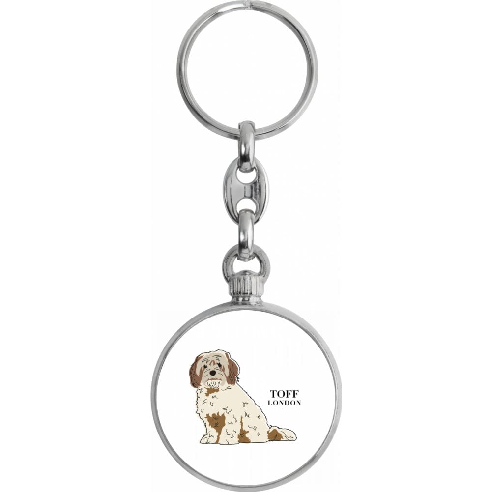 Toff London Beige And Brown Cavachon Dog Keyring