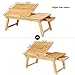 SONGMICS Large Laptop Stand Bed Tray with Folding Legs,  Floor Desk with Tilting Top, Breakfast Tablefor Sofa Multi Function Bamboo Natural ULLD009Nthumb 1