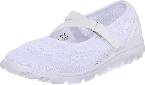 Propét De Mujer Punta Cerrada Mary Jane Flats, Blanco, 42 EU X-Ancho