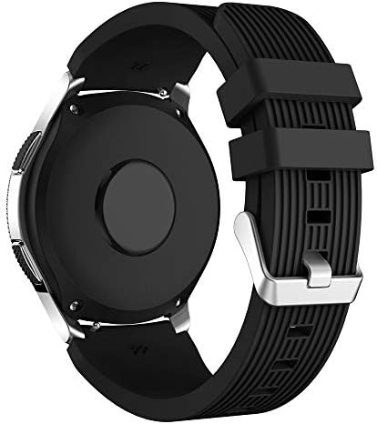 for Samsung Gear S3 Frontier/Classic Watch Band, SUKEQ Soft Silicone Replacement Sport Bracelet Strap Adjustable Wristband for Samsung Galaxy Watch 46mm Women Men Large Small (Black)