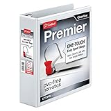 Cardinal Premier Easy Open 3-Ring Binder, 2", ONE-Touch Easy Open Locking Slant-D Rings, 565-Sheet Capacity, ClearVue Cover, PVC-Free, White (10320)