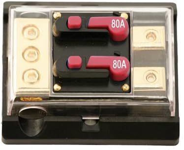 Absolute 2DCB80 Circuit Breaker 80 Amp 2 Gang 3x4 Gauge Input 2x8 Gauge Output