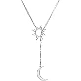 Sun Moon Y Necklace for Women Jewelry Minimalist Style Stainless Steel Hypoallergenic Necklace Gift