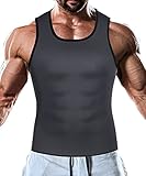 Men Waist Trainer Corset Vest for Weight Loss Hot Neoprene Body Shaper Tank Top Sauna Suit Shirt No Zip Trimmer (XL, Black and Bule Inner Sauna Sweat Suits)