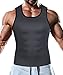 Men Waist Trainer Corset Vest for Weight Loss Hot Neoprene Body Shaper Tank Top Sauna Suit Shirt No Zip Trimmer (XL, Black and Bule Inner Sauna Sweat Suits)