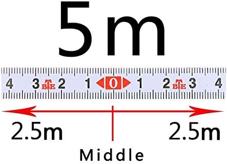 yinze Self Adhesive Metric Ruler Miter Track Tape Measure Steel Miter Saw Scale for T-Track Router Table Woodworking Tool-(5M-midpoint 2.5M-0-2.5M)