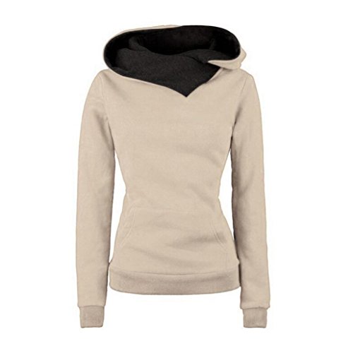 YANG-YI Women Long Sleeve Hoodie Sweatshirt Sweater Hooded Cotton Coat Pullover Blouse (2XL, Khaki)