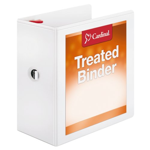Cardinal 3 Ring Binder, 5 Inch Treated Binder with easy shelf pull