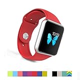 Apple Watch Band - WantsMall Soft Silicone Sport Style Replacement iWatch Strap for 42mm Apple Watch Models (Red)
