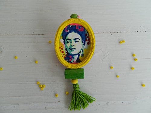 Handmade brooch, Unique brooch, Gift for women, Mothers day gift, Frida Kahlo Brooch, Kahlo, Summer yellow brooch, Vintage jewelry, Turban pin
