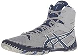 ASICS Men's Cael V7.0 Wrestling Shoe, Light Grey/Estate Blue/White, 9 M US